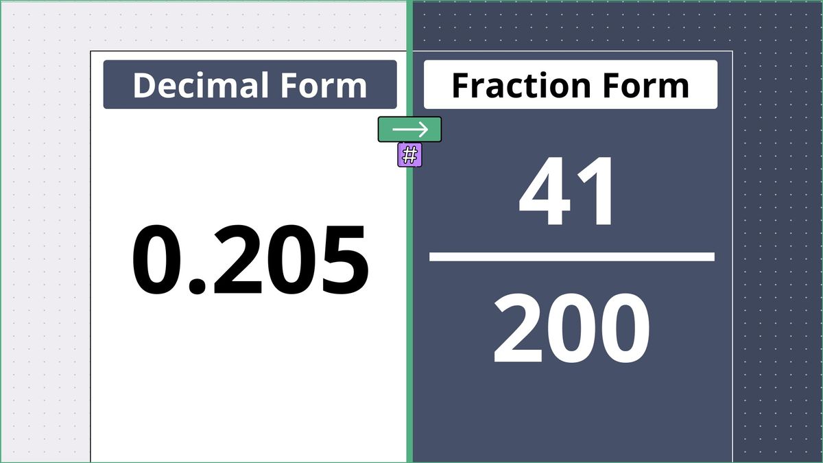 0.205 as a fraction - displayed side-by-side