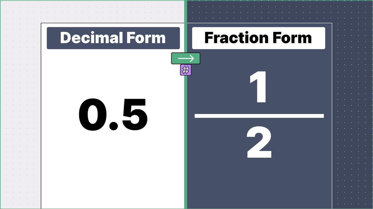 0.5 as a fraction - displayed side-by-side