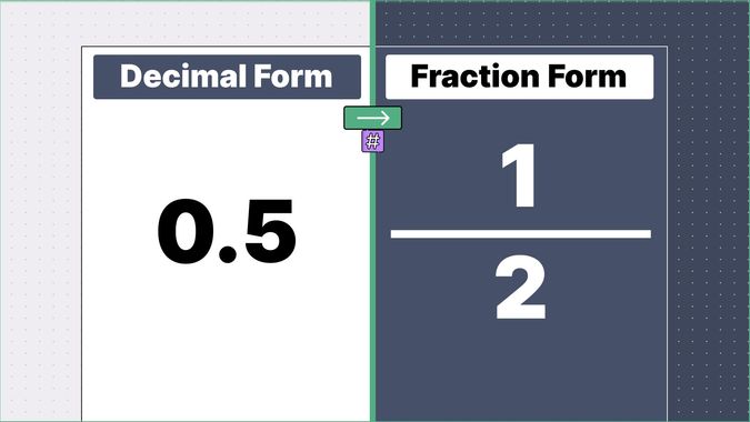 0.5 as a fraction, displayed side-by-side