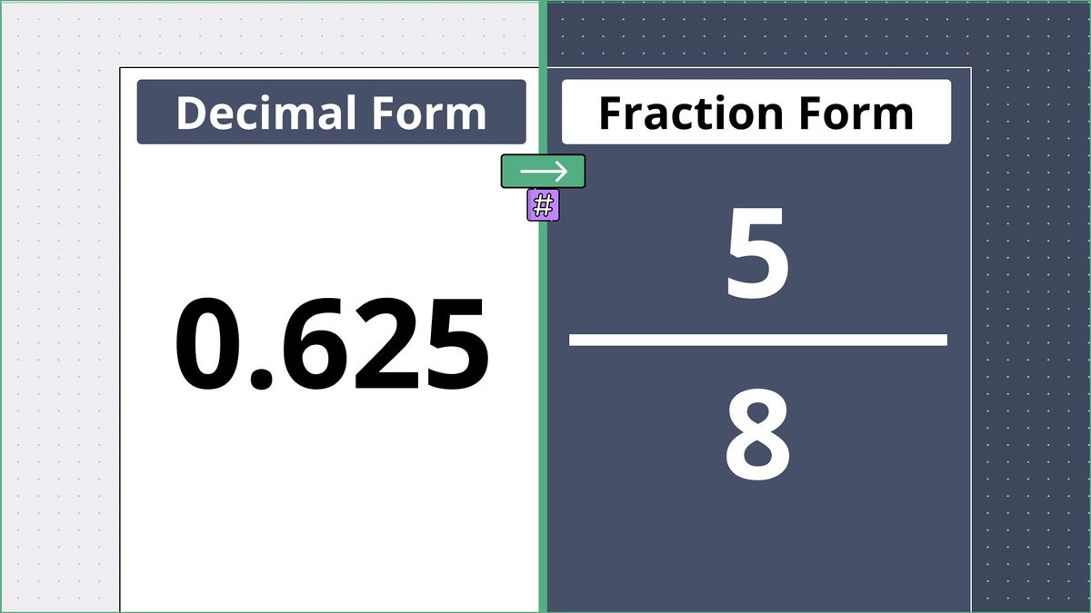 0.625 as a fraction - displayed side-by-side