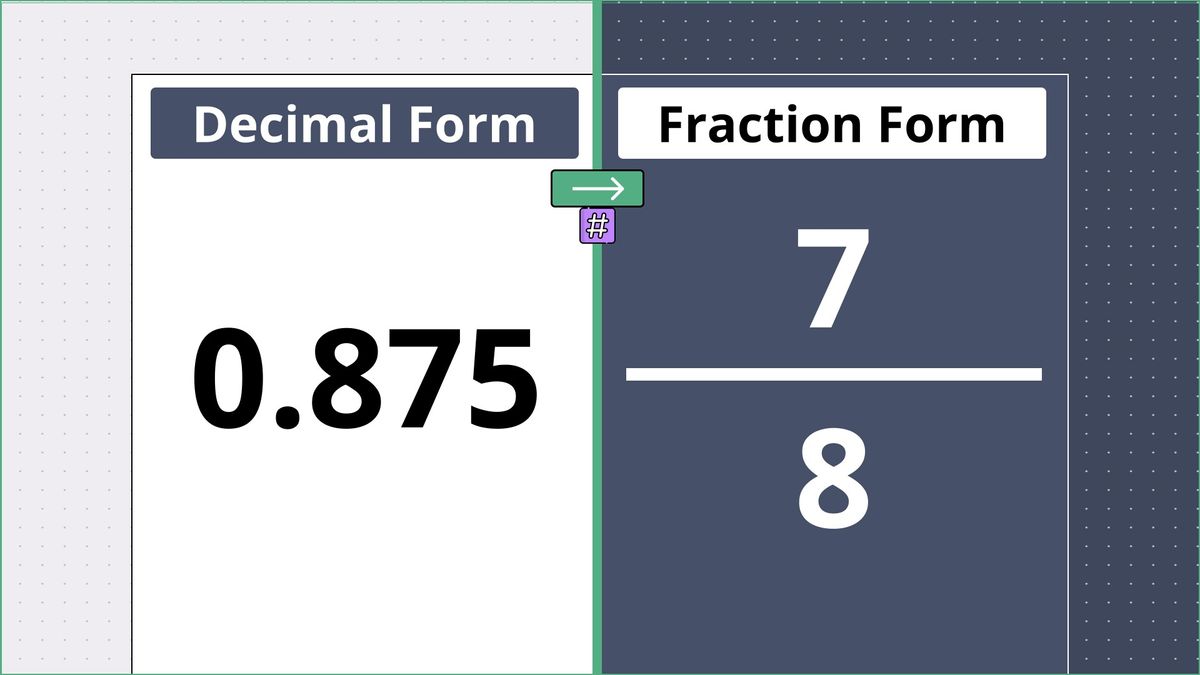 0.875 as a fraction - displayed side-by-side