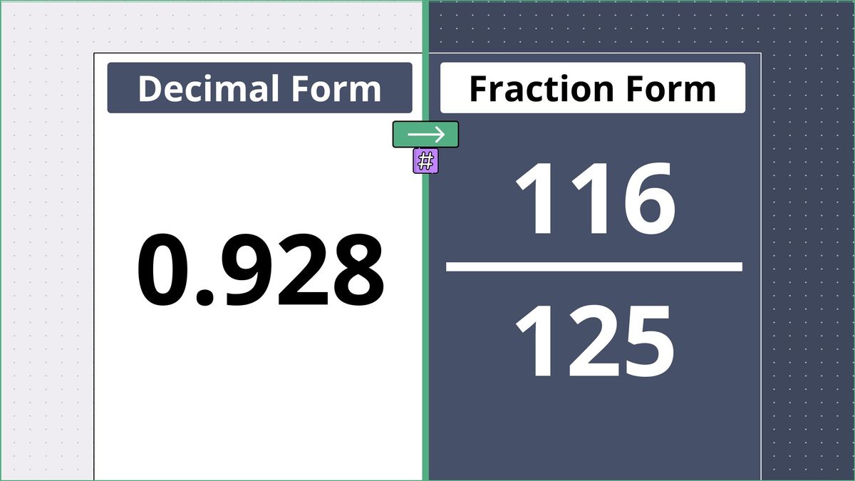 0.928 as a fraction - displayed side-by-side