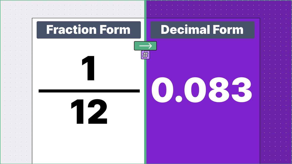 1/12 as a decimal - displayed side-by-side
