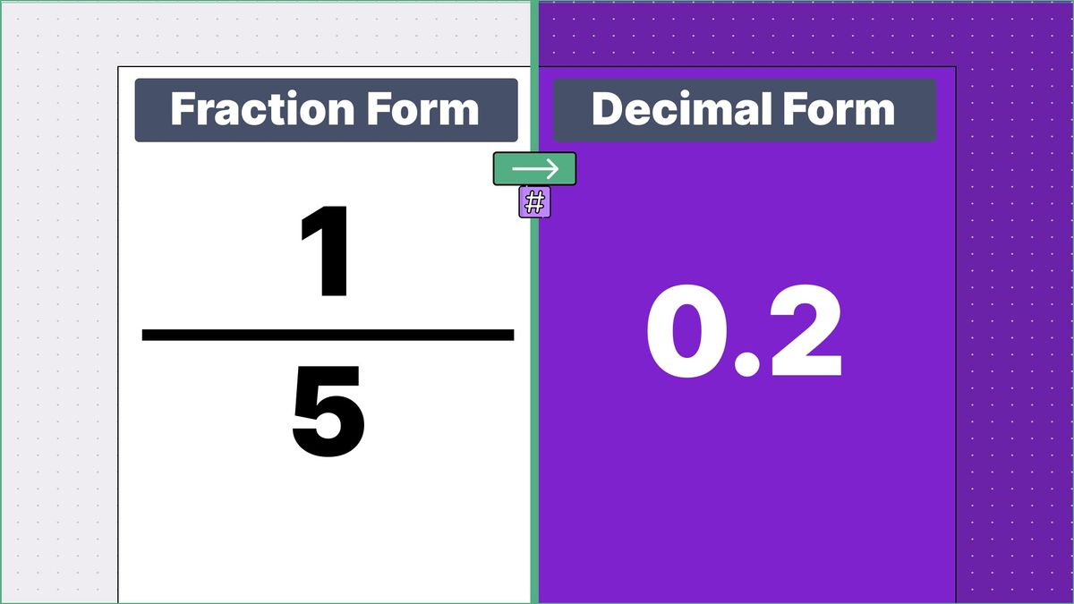 1/5 as a decimal - displayed side-by-side