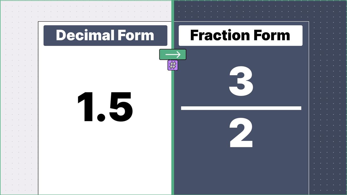 1.5 as a fraction - displayed side-by-side