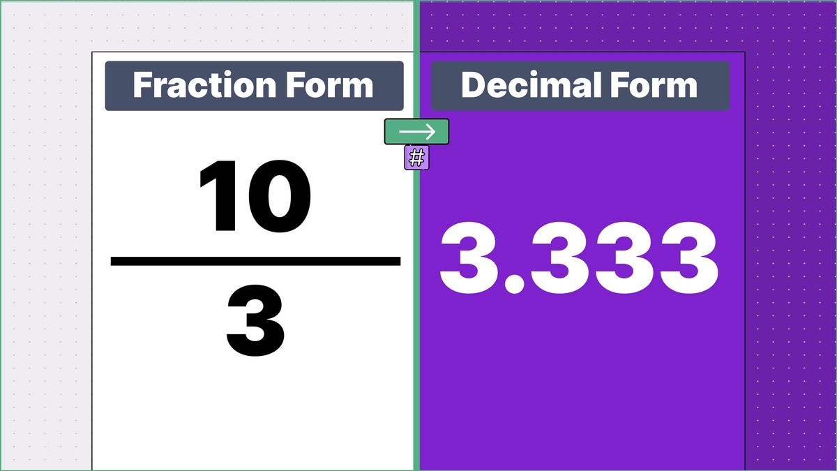 10/3 as a decimal - displayed side-by-side