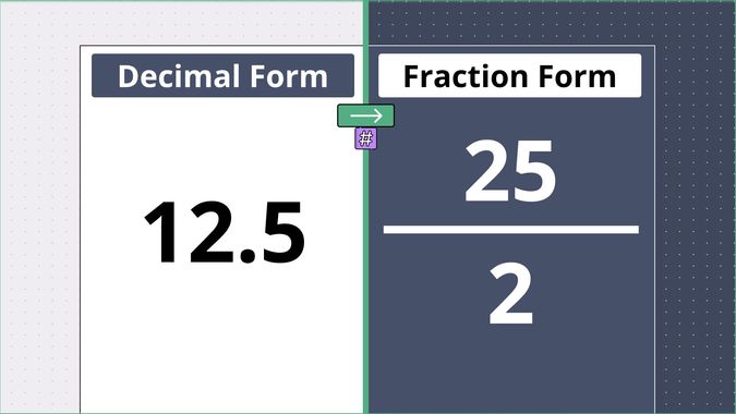 12.5 as a fraction, displayed side-by-side