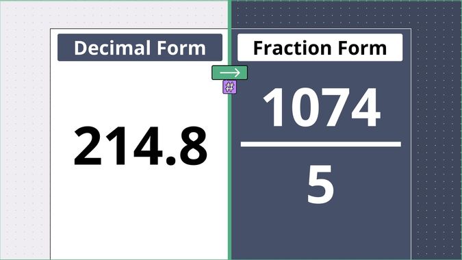 214.8 as a fraction, displayed side-by-side