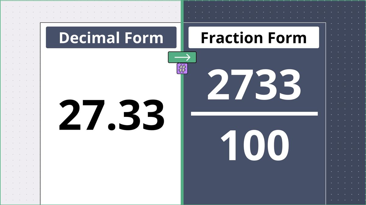 27.33 as a fraction - displayed side-by-side
