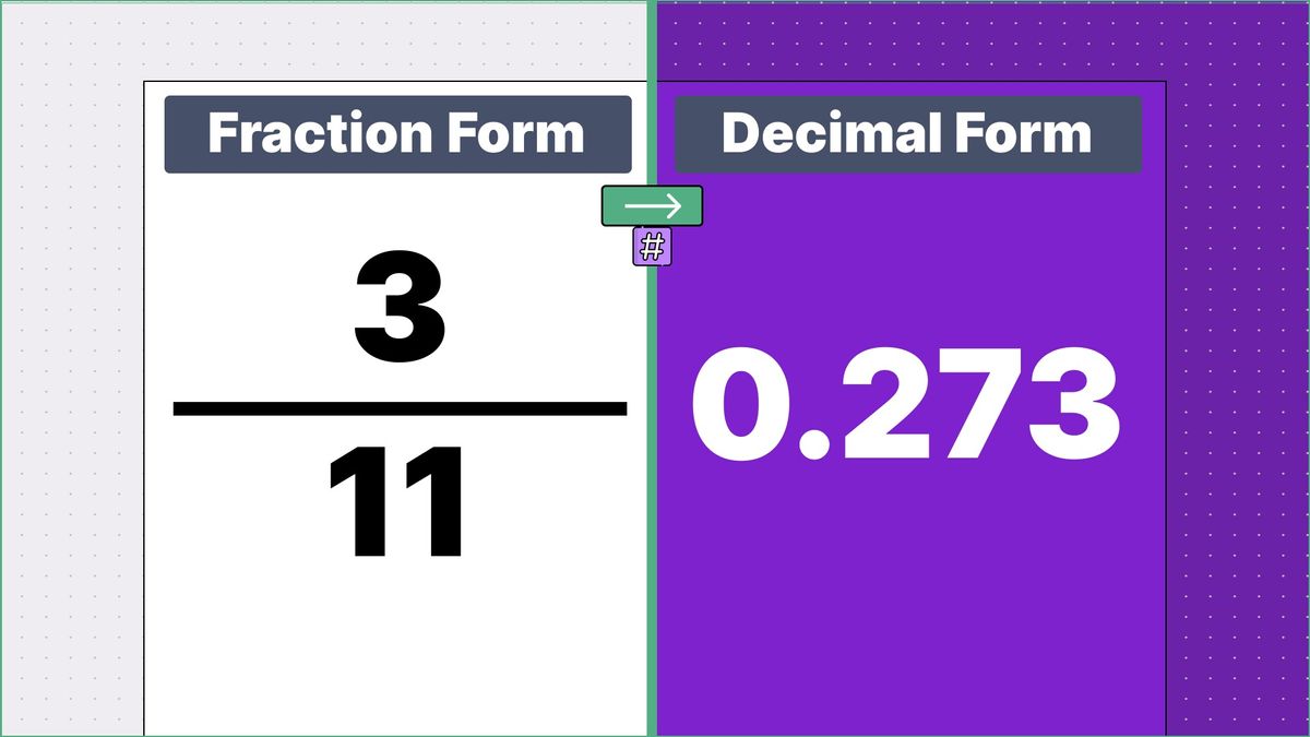 3/11 as a decimal - displayed side-by-side