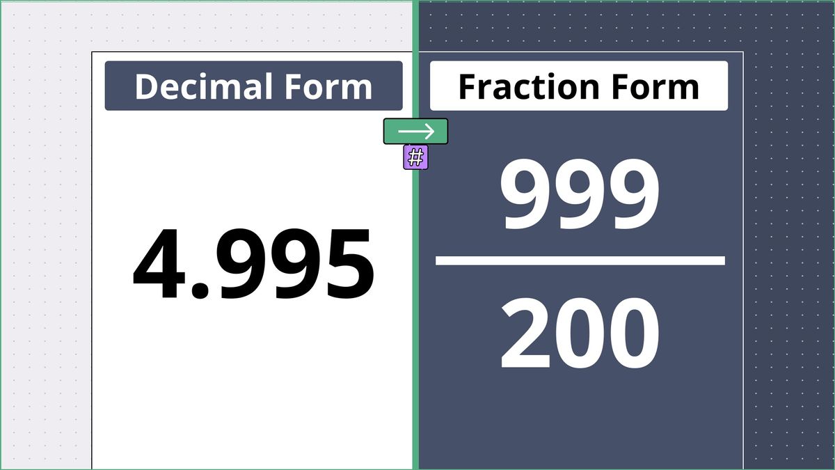 4.995 as a fraction - displayed side-by-side