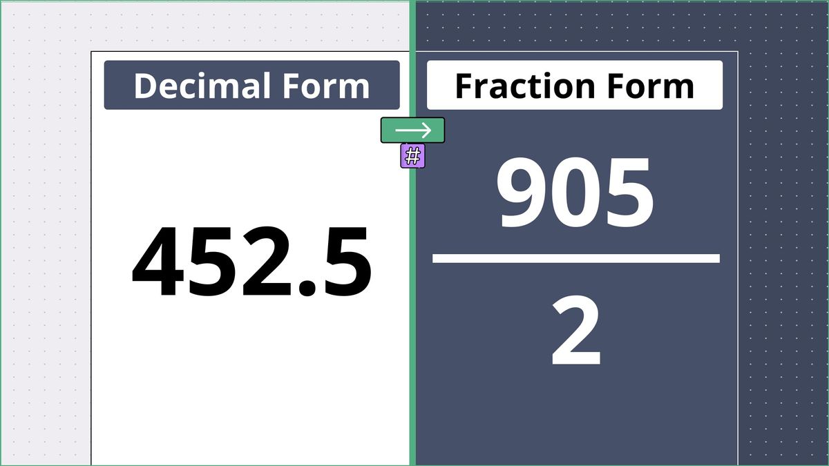 452.5 as a fraction - displayed side-by-side