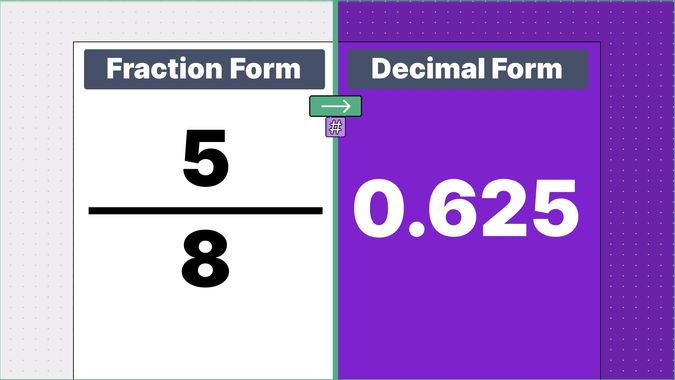 5/8 as a decimal, displayed side-by-side