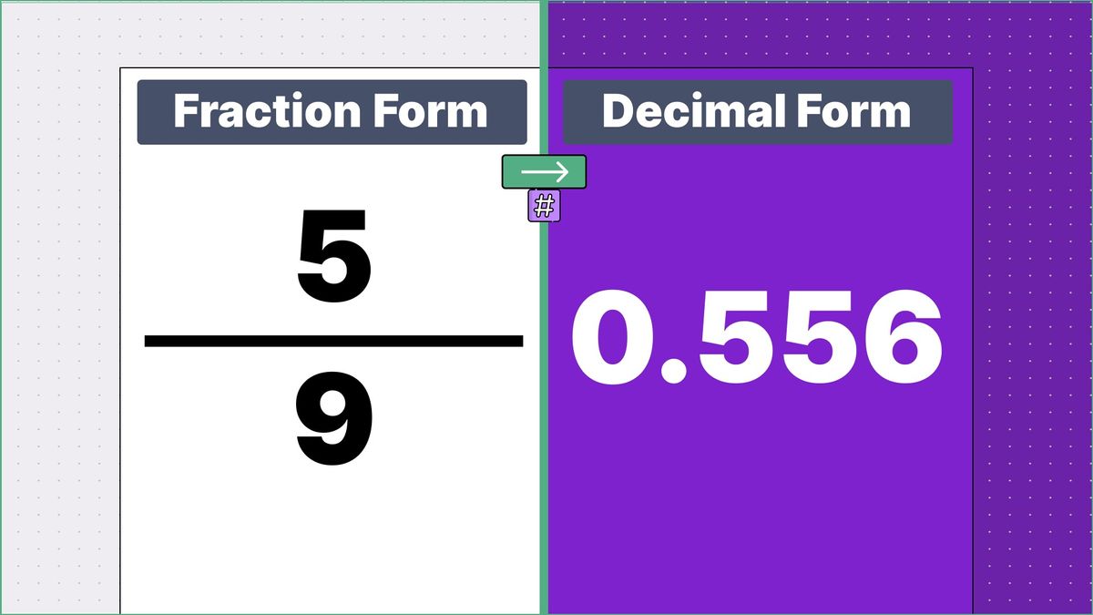 5/9 as a decimal - displayed side-by-side
