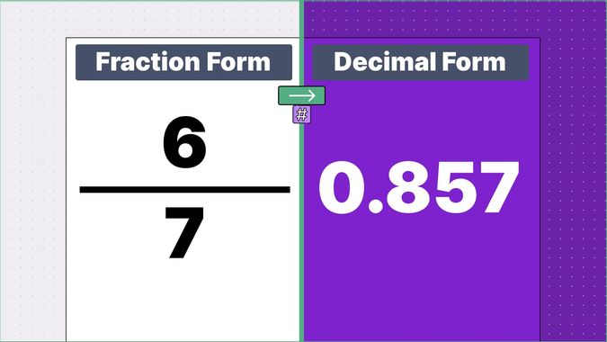 6/7 as a decimal, displayed side-by-side