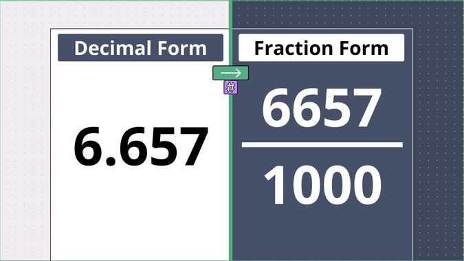 6.657 as a fraction, displayed side-by-side