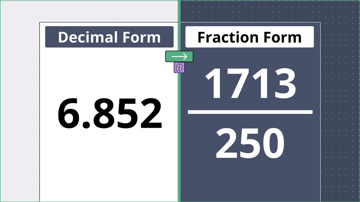 6.852 as a fraction - displayed side-by-side