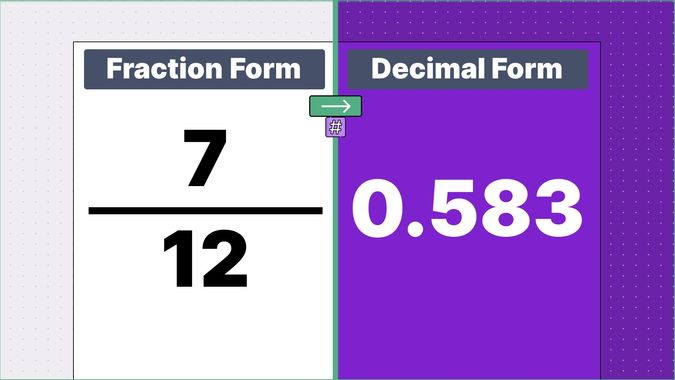 7/12 as a decimal, displayed side-by-side
