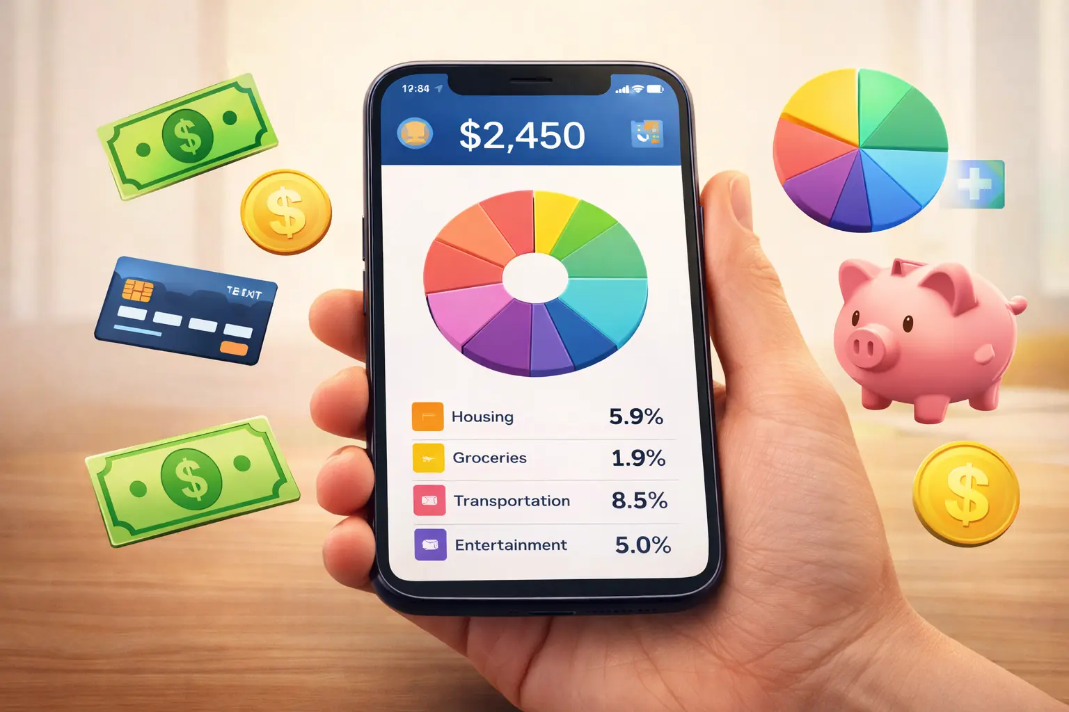 AI-powered budgeting app analysing personal finances