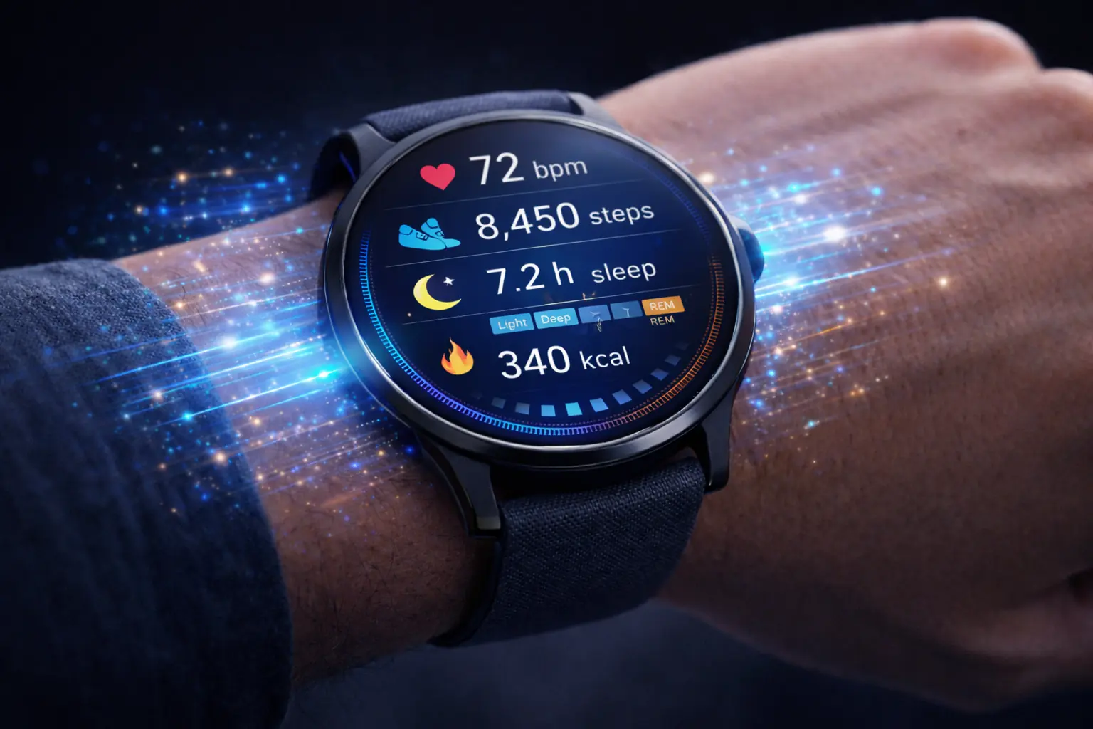 Fitness tracker data being analysed by AI