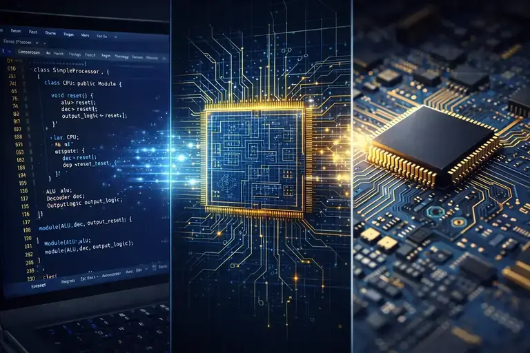 Concept to silicon chip design flow illustration