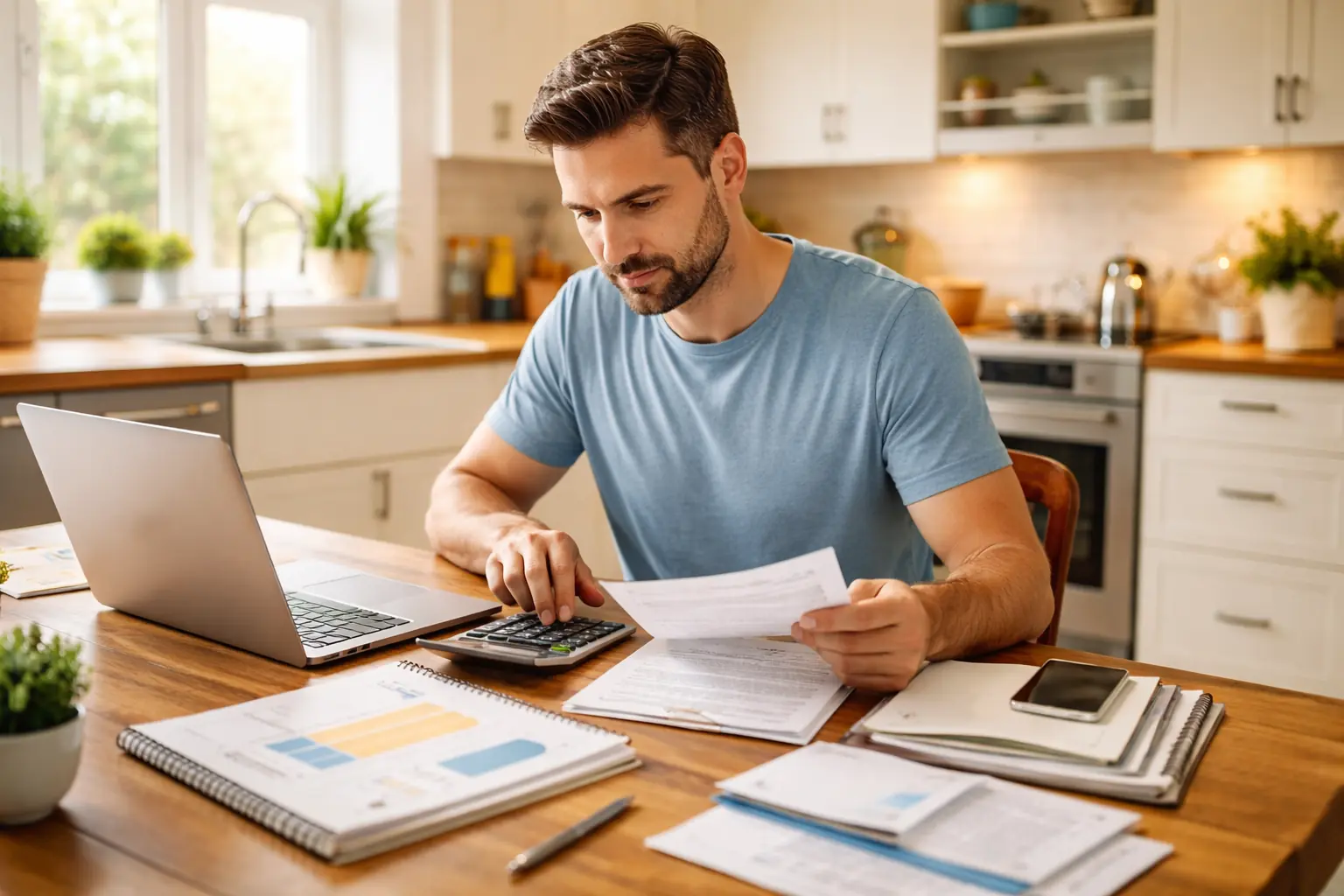 Household budget review at home