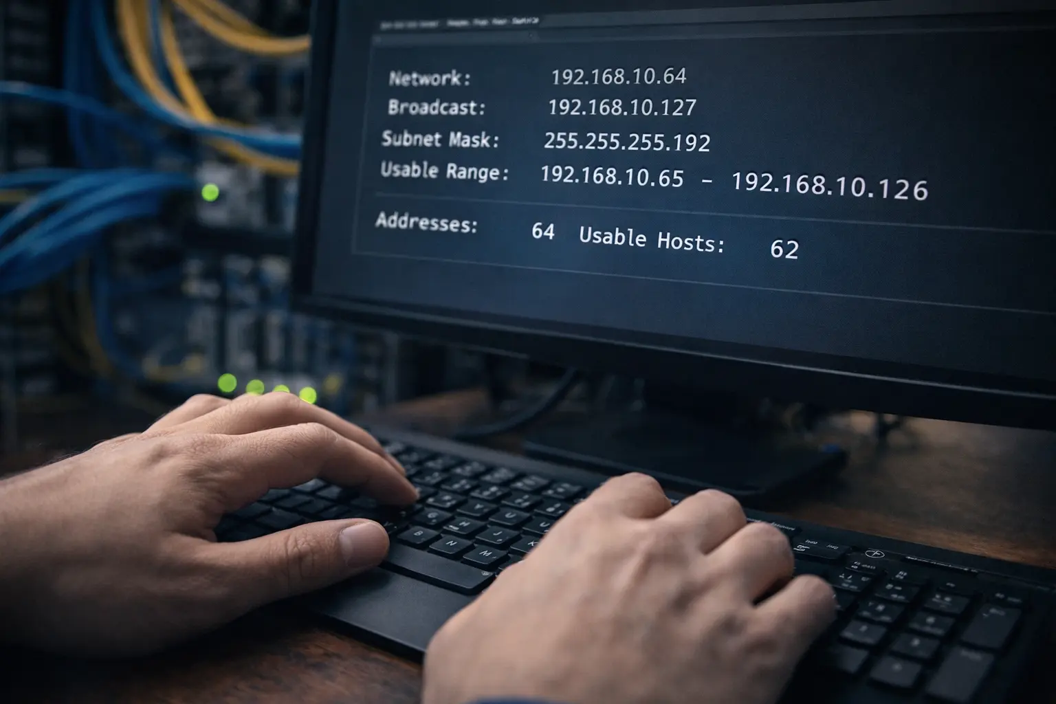 Network engineer calculating IPv4 subnet boundaries and CIDR notation