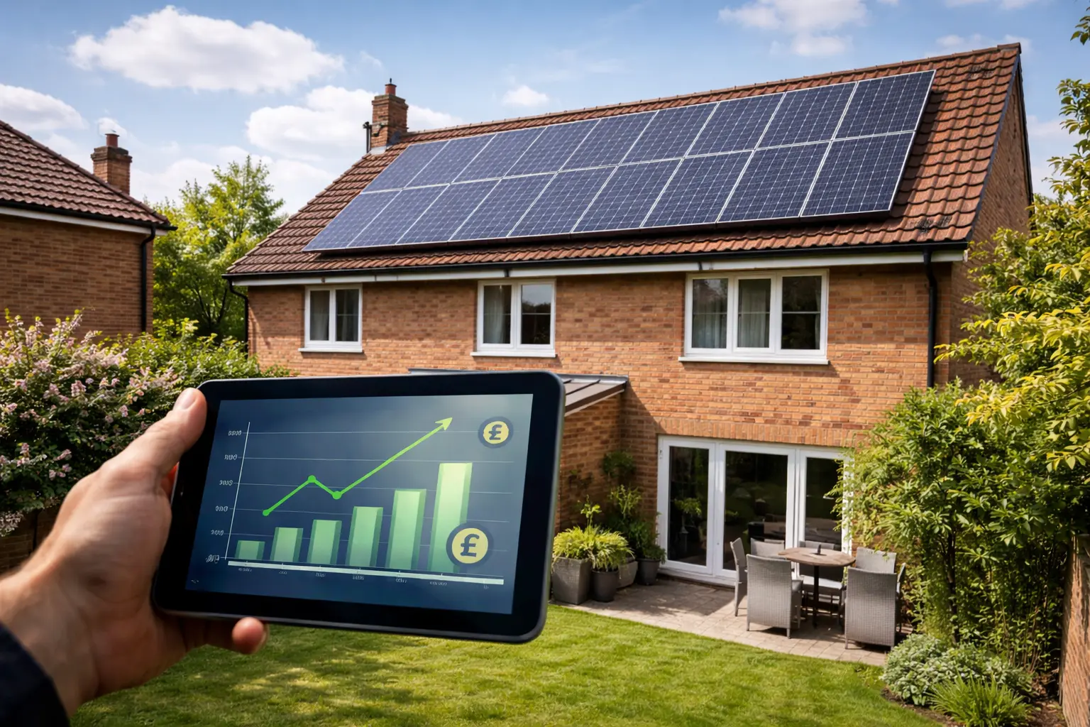 Homeowner calculating solar panel savings and payback period