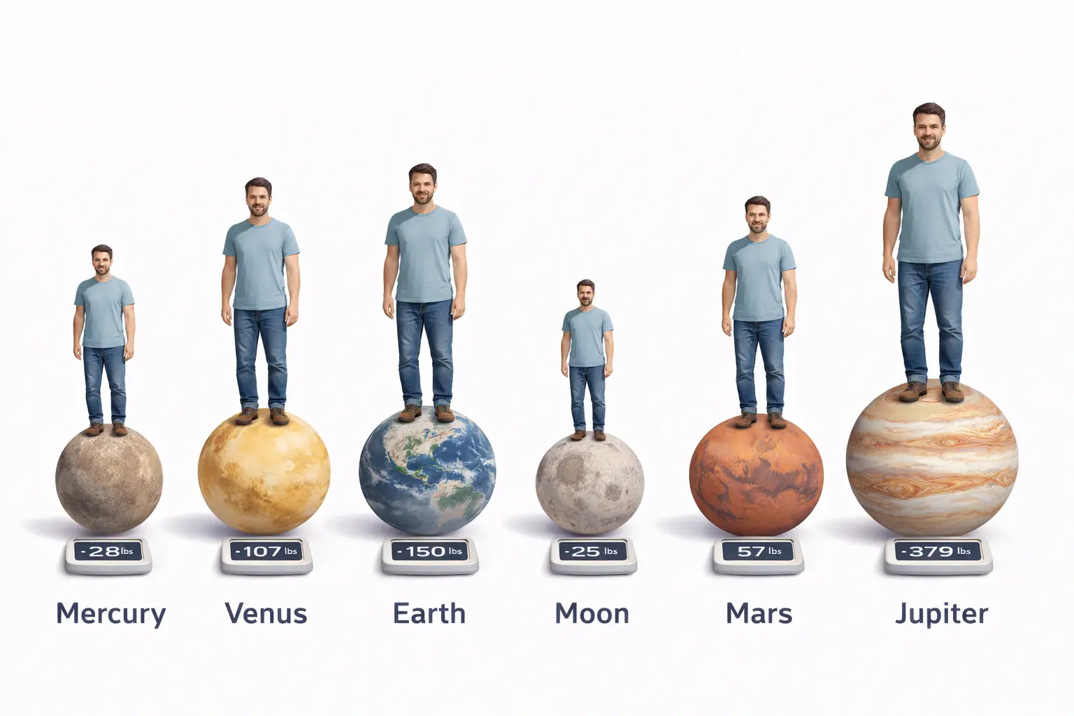 Comparison of weight across the solar system